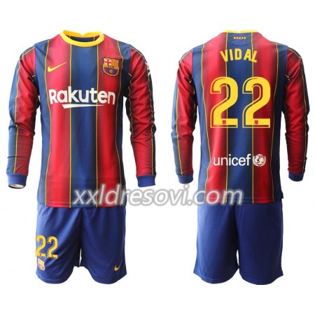 FC Barcelona Arturo Vidal 22 Domaći Dječji Komplet Dresovi za Nogomet 2020-2021 Dugim Rukavima (+ kratke hlače)